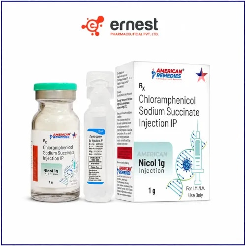 Nicol 1G Injection contains Chloramphenicol Injection IP, a broad-spectrum antibiotic widely used in the treatment of serious bacterial infections such as typhoid fever, meningitis, respiratory tract infections, and other severe infections caused by susceptible organisms. It works by inhibiting bacterial protein synthesis, thereby stopping the growth of bacteria and aiding in faster recovery. Buy Nicol 1G Injection online or order Nicol 1G Injection in bulk from a trusted and reliable source.DosageNicol 1G Injection should be administered by a healthcare professional, usually through intramuscular (IM) or intravenous (IV) route as prescribed by your doctor. The dosage and duration may vary depending on the severity of infection, patient’s age, body weight, and overall health status. For accurate dosing guidance and to buy Nicol 1G Injection online, always consult your doctor.PrecautionsDriving: Usually safe, but consult your doctor if you feel dizzy or weak after injection.Alcohol: Avoid alcohol consumption during treatment as it may reduce the effectiveness of the medicine.Kidney: Use cautiously in patients with kidney disorders; dose adjustments may be required.Pregnancy/Breastfeeding: Should be used only under strict medical supervision.Liver: Patients with liver impairment must take this medicine with medical guidance.Side EffectsSome possible side effects of Nicol 1G Injection may include:Nausea or vomitingDiarrheaHeadachePain or redness at the injection siteBlood disorders (rare but serious)Allergic reactions such as rash or itchingWarningDo not exceed the prescribed dose. Prolonged or unnecessary use of Nicol 1G Injection may lead to antibiotic resistance or serious blood-related complications. Always follow medical advice when you buy Nicol 1G Injection online or order Nicol 1G Injection in bulk.FAQ1.What is Nicol 1G Injection used for?Nicol 1G Injection is used to treat serious bacterial infections including typhoid fever, meningitis, and respiratory tract infections.2. Can Nicol 1G Injection be taken daily?Yes, but only as prescribed by your doctor depending on your infection type and severity.3. How should Nicol 1G Injection be stored?Store in a cool, dry place away from direct sunlight and moisture. Keep it out of reach of children.4. Can Nicol 1G Injection cause side effects?Yes, some patients may experience mild digestive issues or injection site discomfort. Rarely, serious blood-related side effects may occur, so medical monitoring is essential.Buy Nicol 1G Injection online from us, as we are a bulk supplier of Nicol 1G Injection. You can also order Nicol 1G Injection in bulk directly. For more details regarding the third party exporter of Nicol 1G Injection, contact us today!