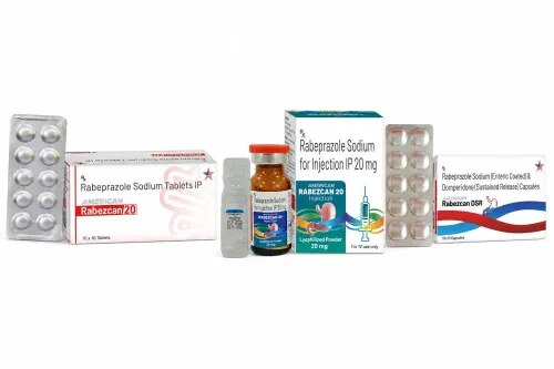 Rabezcan 20 Injection, Rabezcan 20 Tablets & Rabezcan DSR CapsulesProduct RangeProduct	Composition	Dosage FormRabezcan 20 Injection	Rabeprazole Sodium for Injection IP	InjectionRabezcan 20 Tablets	Rabeprazole Sodium Tablets IP	TabletRabezcan DSR Capsules	Rabeprazole + Domperidone IP	CapsuleThe Rabezcan range contains Rabeprazole, a proton pump inhibitor (PPI) that decreases gastric acid secretion. It is used in the management of various acid-related gastrointestinal disorders according to approved labeling.Rabezcan DSR Capsules combine Rabeprazole with Domperidone, adding prokinetic and antiemetic activity where combination therapy is clinically appropriate.Therapeutic RoleRabezcan 20 InjectionProvides Rabeprazole in an injectable form for situations where oral treatment is not appropriate or temporarily unavailable. It should be prepared and administered by trained healthcare professionals.Rabezcan 20 TabletsAn oral Rabeprazole formulation intended to provide effective gastric acid suppression for appropriate acid-related conditions.Rabezcan DSR CapsulesCombines acid suppression from Rabeprazole with the gastrointestinal motility and antiemetic effects of Domperidone.How Rabezcan WorksRabeprazole inhibits the gastric H+/K+-ATPase proton pump, reducing both basal and stimulated secretion of stomach acid.Domperidone primarily blocks peripheral dopamine D2 receptors. This can enhance gastrointestinal motility and provides an antiemetic effect.Common Clinical ApplicationsDepending on approved labeling, Rabeprazole-containing products may be prescribed for:Gastroesophageal reflux disease (GERD)Acid refluxPeptic ulcer diseaseErosive or reflux esophagitisConditions involving excessive gastric acid secretionSafety ProfileRabeprazole may cause:HeadacheNauseaDiarrheaAbdominal discomfortConstipationDizzinessFAQs1. What is Rabezcan 20?Rabezcan 20 contains Rabeprazole Sodium, a proton pump inhibitor used to reduce gastric acid secretion.2. What is Rabezcan 20 commonly used for?Rabeprazole may be prescribed for GERD, acid reflux, peptic ulcers, and other acid-related gastrointestinal conditions, depending on approved labeling.3. What is the difference between Rabezcan Injection and Tablets?Both contain Rabeprazole, but the injection provides a parenteral option, while the tablet is intended for oral administration.4. What does Rabezcan DSR contain?It contains Rabeprazole and Domperidone. The exact individual strengths should be checked on the product label.5. Why is Domperidone combined with Rabeprazole?Rabeprazole reduces stomach acid, while Domperidone has prokinetic and antiemetic effects. The combination is used only when both actions are considered appropriate.6. Does Rabeprazole provide immediate relief from acidity?Rabeprazole reduces acid production through proton-pump inhibition, but it is not intended to function like a rapid neutralizing antacid.7. Can Rabezcan be used for a long period?Long-term PPI treatment should be periodically reviewed by a healthcare professional because prolonged therapy can be associated with nutrient deficiencies and other adverse effects.8. Does Rabezcan DSR require additional precautions?Yes. Domperidone has important cardiac rhythm-related risks and drug interactions, so Rabezcan DSR should be used only under appropriate medical guidance.
