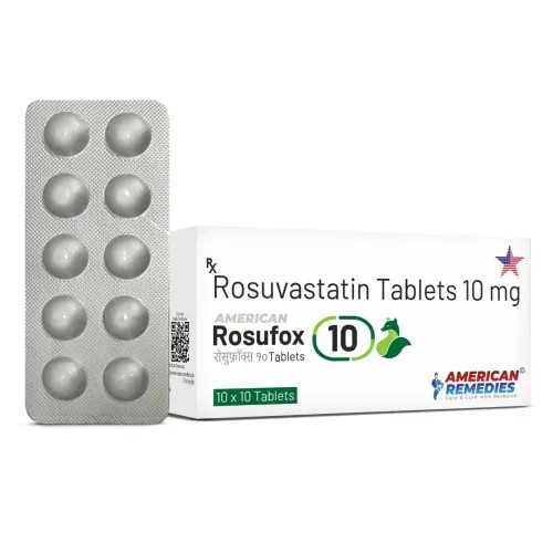 Rosufox 10 TabletGeneric Name: RosuvastatinStrength: 10 mgDosage Form: TabletDrug Class: HMG-CoA Reductase Inhibitor (Statin)Product IntroductionRosufox 10 Tablet contains Rosuvastatin 10 mg, a lipid-lowering medicine used to help manage high cholesterol and abnormal blood lipid levels. It is generally prescribed alongside appropriate dietary and lifestyle measures.Lipid Management BenefitsRosuvastatin can help:Lower LDL cholesterolReduce total cholesterolLower triglyceride levelsModestly increase HDL cholesterolReduce cardiovascular risk in appropriately selected patientsHow Rosuvastatin WorksRosuvastatin blocks the liver enzyme HMG-CoA reductase, which plays an important role in cholesterol production. This also increases hepatic uptake of LDL from the bloodstream, resulting in lower circulating LDL cholesterol.Treatment MonitoringDuring treatment, healthcare professionals may consider:Lipid profileLiver function when clinically indicatedUnexplained muscle symptomsKidney function in higher-risk patientsOther medicines that may interact with rosuvastatinMuscle SafetyPatients should promptly report unexplained muscle pain, tenderness, weakness, or cramps, particularly if accompanied by fever, unusual tiredness, or dark urine. Statins can rarely cause serious muscle injury, including rhabdomyolysis.Possible Side EffectsCommonly reported effects may include:HeadacheMuscle achesAbdominal discomfortNauseaConstipationWeaknessFAQs1. What is Rosufox 10 Tablet?It is a Rosuvastatin 10 mg tablet used for cholesterol and lipid management.2. Is Rosuvastatin a statin?Yes. Rosuvastatin belongs to the statin class of lipid-lowering medicines.3. Does Rosufox reduce LDL cholesterol?Yes. Reducing LDL or “bad” cholesterol is one of the principal effects of rosuvastatin.4. Can Rosuvastatin reduce triglycerides?Yes, rosuvastatin can also help lower elevated triglyceride levels.5. Does diet still matter while taking Rosufox?Yes. Statin treatment is generally combined with appropriate dietary and lifestyle measures.6. Can Rosufox cause muscle pain?Muscle aches can occur. Unexplained or severe muscle pain or weakness should be reported to a healthcare professional.7. Is liver monitoring required?Liver function may be assessed before or during treatment when clinically indicated, particularly if symptoms suggest liver injury.8. Can Rosufox 10 be used during pregnancy?Rosuvastatin should generally be discontinued during pregnancy, and treatment should be discussed with the prescribing healthcare professional.
