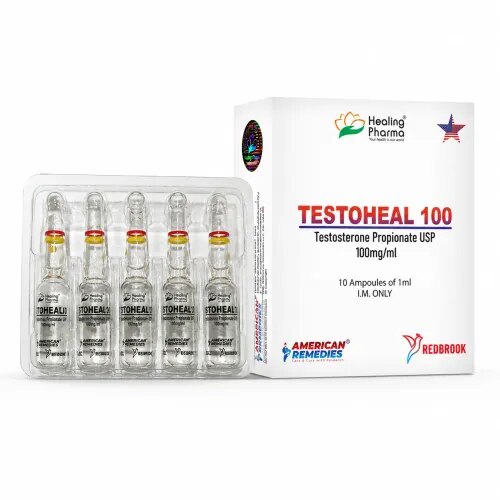 Testoheal 100 contains Testosterone Propionate USP 100mg/ml used specifically for the treatment of hypogonadism in men, breast cancer, low sexual desire, delayed puberty in boys, and menopausal symptoms.