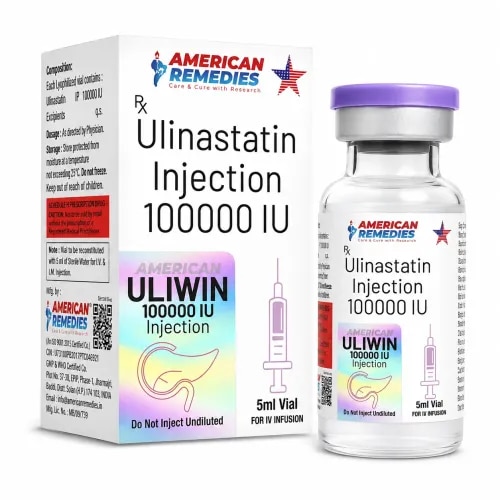 ULIWIN 100000 iu INJ contains ULINASTATIN INJ 100000IU INJ (LYO CAKE) is used in intensive care to treat acute pancreatitis (inflammation of the pancreas) and severe sepsis. 