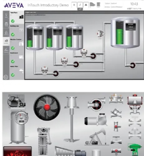 AVEVA SCADA is a powerful industrial automation solution for real-time monitoring, control, visualization, alarms, trends, and data management. It enables seamless integration with PLCs, HMI, sensors, and industrial automation systems to improve efficiency and process visibility.