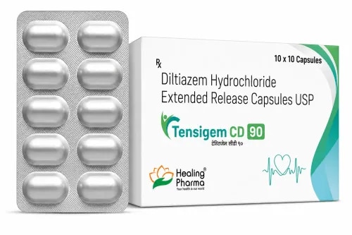 Tensigem CD 90Diltiazem Hydrochloride 90 mgDosage Form: Oral solid dosage formMedicine Family: Calcium Channel BlockerCardiovascular Group: Non-dihydropyridine CCBThe “CD” FormulationTensigem CD 90 contains Diltiazem Hydrochloride 90 mg. The CD designation commonly indicates a controlled/extended-release formulation, designed to release diltiazem gradually rather than all at once.Because release systems can vary between brands, the exact formulation and administration instructions should be confirmed from the product pack.Three Cardiovascular EffectsDiltiazem affects L-type calcium channels, particularly in cardiac and vascular tissue.01 | Blood VesselsReduces calcium-dependent vascular contraction → promotes vasodilation → helps lower vascular resistance.02 | Heart RateCan slow activity through the SA and AV nodes, resulting in a lower heart rate in appropriate clinical situations.03 | Cardiac WorkloadReduced vascular resistance and heart-rate effects can decrease myocardial oxygen demand.Clinical Areas Associated With DiltiazemDepending on the formulation and approved labeling, Diltiazem may have roles in:Hypertension — helps control elevated blood pressure.Chronic stable angina — reduces cardiac workload and myocardial oxygen demand.Certain supraventricular arrhythmias — its AV-node effects can be useful for ventricular rate control in selected rhythm disorders.The indication depends significantly on whether the formulation is immediate-release or modified-release.Heart Rate Deserves AttentionUnlike many vascular-selective calcium channel blockers, Diltiazem can directly influence cardiac conduction.A particularly slow pulse, new fainting, severe dizziness, or worsening weakness should therefore be medically assessed.