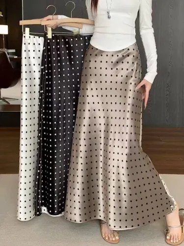 Satin Polka Dot Skirt