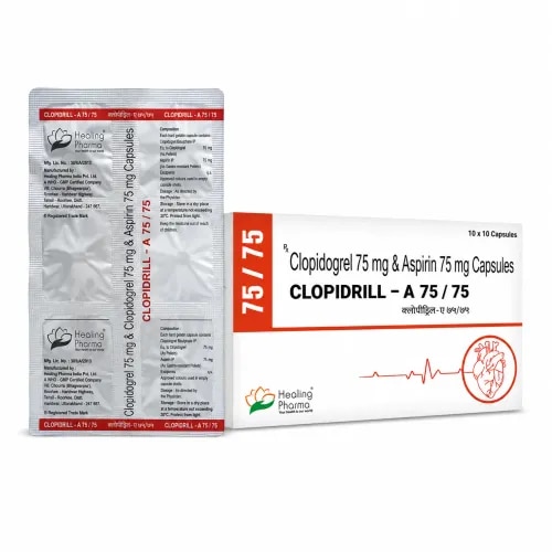 Clopidogrel 75 mg + Aspirin 75 mgClopidrill A 75/75 is a dual antiplatelet medicine containing Clopidogrel 75 mg and Aspirin 75 mg. Both ingredients reduce platelet activity, but they work through different pathways. The combination may be prescribed for selected patients who require stronger antiplatelet protection as part of the prevention of atherothrombotic cardiovascular events.Clinical Importance of Dual Antiplatelet TherapyDepending on the patient's condition and applicable prescribing guidance, Clopidogrel + Aspirin may be used in selected cardiovascular situations such as:Acute coronary syndromeFollowing certain coronary interventions or stent placementSecondary prevention after specific ischemic cardiovascular eventsOther situations where dual antiplatelet treatment is clinically indicatedThe duration of dual therapy is important. It should be determined by a clinician according to the patient's ischemic risk, bleeding risk, cardiovascular history, and procedure status.Side EffectsBecause both ingredients affect platelet function, bleeding-related effects deserve particular attention.More Commonly EncounteredEasy bruisingNosebleedsGum bleedingIndigestion or abdominal discomfortNauseaDiarrheaIncreased bleeding after minor cutsMore Serious Warning SignsMedical attention is important if a patient develops:Black or tarry stoolsBlood in urineVomiting or coughing bloodBleeding that does not stopSevere unexplained headacheSudden neurological symptomsMarked weakness or pallor associated with possible blood lossRare but serious blood disorders can also occur with Clopidogrel.Precautions Before Using Clopidrill AExisting BleedingThe combination is generally unsuitable in the presence of active pathological bleeding, such as significant gastrointestinal or intracranial bleeding.Previous Stomach UlcerA history of peptic ulcer or gastrointestinal bleeding can increase the importance of GI-risk assessment.Aspirin SensitivityPatients with previous serious hypersensitivity reactions to Aspirin or certain NSAIDs require careful evaluation.Liver or Kidney ProblemsSignificant hepatic or renal impairment may influence bleeding risk and treatment decisions.Planned SurgeryDoctors, dentists, and surgeons should know that the patient is receiving dual antiplatelet therapy before an invasive procedure.Safety Focus: Do Not Stop Without AdviceThis point is particularly important for patients taking dual antiplatelet therapy after coronary stent placement or an acute coronary event.Stopping Clopidogrel or Aspirin prematurely can remove antiplatelet protection and may increase the risk of serious thrombotic complications.Clopidrill A should not be started, interrupted, or discontinued without clinician guidance.Storage & HandlingFor maintaining product quality:Keep tablets in their original packaging until required.Store according to the temperature conditions stated on the product label.Protect the medicine from excessive heat and moisture.Keep away from direct environmental exposure.Store out of the reach of children.Do not use tablets with damaged packaging or after the stated expiry date.Do not transfer tablets into unsuitable containers for prolonged storage.FAQsWhat is the main purpose of Clopidrill A 75/75?It provides dual antiplatelet activity for selected patients who require both Clopidogrel and low-dose Aspirin as part of cardiovascular event prevention.Are Clopidogrel and Aspirin the same type of medicine?Both are antiplatelet agents, but they inhibit platelet activation through different molecular pathways.Why is bleeding the main safety concern?Both ingredients reduce platelet function, so the body's ability to form a platelet plug after an injury is reduced.Can Clopidrill A cause stomach bleeding?Yes. Aspirin can irritate the gastrointestinal tract, and dual antiplatelet activity can increase the severity of bleeding if it occurs.Should Clopidrill A be stopped before surgery?The treating clinician or surgeon should decide this. Patients should not discontinue dual antiplatelet treatment independently.