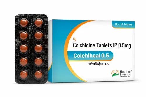 Colchiheal 0.5Colchicine IP 0.5 mg TabletsColchiheal 0.5 contains Colchicine IP 0.5 mg, an anti-inflammatory medicine mainly associated with the management and prevention of gout-related inflammation and certain other inflammatory conditions when prescribed by a healthcare professional.Unlike standard painkillers, Colchicine works by controlling the inflammatory response, particularly the activity of neutrophils involved in crystal-induced inflammation.Mechanism: How Does Colchicine Control Inflammation?When urate crystals accumulate in a joint, the immune system can respond strongly. Neutrophils migrate to the affected area and contribute to swelling, redness, warmth, and pain.Colchicine binds to tubulin and interferes with microtubule formation.In simple terms:Microtubule activity is disrupted↓Neutrophil movement and activation decrease↓Crystal-triggered inflammatory response reducesAn important distinction is that Colchicine does not directly lower the uric acid levelWhere Colchicine May Be UsedDepending on approved labeling and medical assessment, Colchicine may have a role in:Treatment of acute gout inflammationPrevention of recurrent gout attacks in selected patientsPrevention of gout flares when starting certain urate-lowering treatmentsFamilial Mediterranean fever in applicable marketsCertain other specialist-managed inflammatory conditionsPrecautions Before Using ColchihealKidney ProblemsReduced renal function can increase Colchicine exposure and toxicity risk.Liver ProblemsSignificant hepatic impairment may also affect safe use, particularly when interacting medicines are present.Blood DisordersBecause serious toxicity can affect bone marrow, existing blood disorders deserve medical assessment.Older or Frail PatientsGreater susceptibility to neuromuscular and other adverse effects may require additional caution.Muscle ProblemsUnexplained muscle pain or weakness should be reported, particularly when other medicines capable of causing muscle injury are also being used.Frequently Asked Questions1. What is Colchiheal 0.5 used for?Colchicine is commonly used for treatment or prevention of gout-related inflammatory attacks and has additional specialist indications depending on approved labeling.2. Does Colchicine reduce uric acid?No. Colchicine primarily reduces the inflammatory response to urate crystals; it is not principally a uric-acid-lowering medicine.3. What is the mechanism of Colchicine?It binds to tubulin and interferes with microtubule formation, reducing neutrophil-mediated inflammatory activity.4. What are common side effects?Diarrhea, nausea, vomiting, abdominal pain, and gastrointestinal discomfort are among the important adverse effects.5. Why is overdose particularly dangerous?Excessive Colchicine exposure can cause severe multi-organ toxicity and may be fatal.6. Why are kidney and liver functions important?Impaired elimination or metabolism can increase Colchicine exposure and toxicity risk, especially in the presence of interacting medicines.7. Can Colchicine interact with other medicines?Yes. Strong CYP3A4 and P-gp inhibitors can significantly increase Colchicine concentrations and toxicity.8. Can Colchicine be taken with cholesterol medicines?Some combinations may increase the risk of muscle toxicity. The complete medication regimen should be reviewed by a healthcare professional.