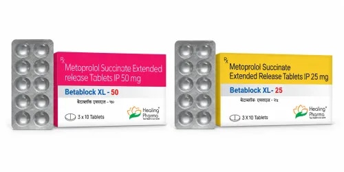 Product VariantsProduct Composition Strength Release TypeBetablock XL 25 mg Metoprolol Succinate 25 mg Extended ReleaseBetablock XL 50 mg Metoprolol Succinate 50 mg Extended ReleaseDescription of Base Product/ServiceBetablock XL contains Metoprolol Succinate in an extended-release formulation. Metoprolol is a predominantly beta-1 selective adrenergic receptor blocker that reduces sympathetic stimulation of the heart, helping lower heart rate, cardiac workload and blood pressure.Metoprolol Succinate Extended-Release is commonly used for the management of hypertension and angina, and it has an established role in the treatment of chronic heart failure in appropriately selected patients. The extended-release formulation is designed to provide prolonged delivery of the medicine over the dosing interval.Treatment should be individualized and medically supervised. Blood pressure and heart rate should be monitored, particularly during initiation or dose adjustment. Metoprolol should generally not be stopped abruptly, as sudden withdrawal can worsen angina or other cardiovascular symptoms in susceptible patients.