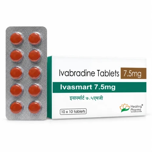 Ivasmart 7.5 contains Ivabradine, a heart-rate-lowering medicine used in selected cardiovascular conditions. Ivabradine acts primarily on the If current in the sinoatrial node, reducing the rate at which the heart's natural pacemaker generates impulses.Unlike beta blockers, Ivabradine lowers heart rate without directly blocking beta-adrenergic receptors. Depending on the approved indication and patient characteristics, it may be used for symptomatic chronic stable angina and in selected patients with chronic heart failure with reduced ejection fraction, particularly when specific heart-rate and rhythm criteria are met.Ivasmart 7.5 should be used under medical supervision. Heart rate and cardiac rhythm should be assessed during treatment. Important adverse effects can include bradycardia, luminous visual phenomena (phosphenes), dizziness and atrial fibrillation.Ivasmart 7.5 — Product InformationProduct Name: Ivasmart 7.5Product Type/Category: General Medicine / Cardiovascular & Antianginal MedicineBrand Name: IvasmartGeneric Name: IvabradineComposition: IvabradineNamed Strength: 7.5 mgDosage Form: TabletWhat Makes Ivabradine Different?Ivabradine is designed to act primarily on heart-rate generation.It generally does not produce its therapeutic effect by directly reducing cardiac contractility or causing significant vasodilation.Heart Rate PathwaySA Node↓If current inhibited↓Pacemaker activity slows↓Heart rate decreases↓Cardiac workload and oxygen demand may decreasePregnancy SafetyIvabradine is not recommended during pregnancy because of potential fetal risk. Pregnancy status and appropriate contraception considerations should be addressed according to current product-specific prescribing information.Storage & Handling CornerFor maintaining Ivasmart 7.5 tablet quality:Original pack: Keep tablets in their original blister/carton.Moisture: Protect from excessive moisture and damp conditions.Heat: Follow the storage temperature stated on the marketed pack.Packaging: Avoid using medicine from seriously damaged packaging.Expiry: Check the printed expiry date before use.Handling: Use clean, dry hands when handling tablets.Children: Store securely out of the reach and sight of children.