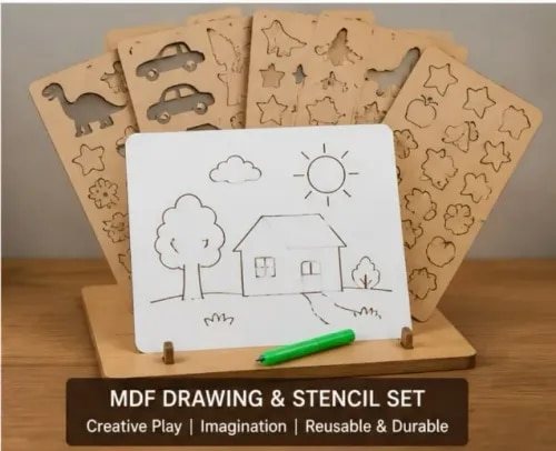 MDF Drawing & Stencil Set for Kids product image