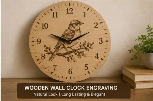 Wooden Wall Clock Engraving product image