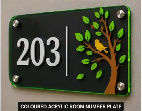 Coloured Acrylic Room Number Plate product image
