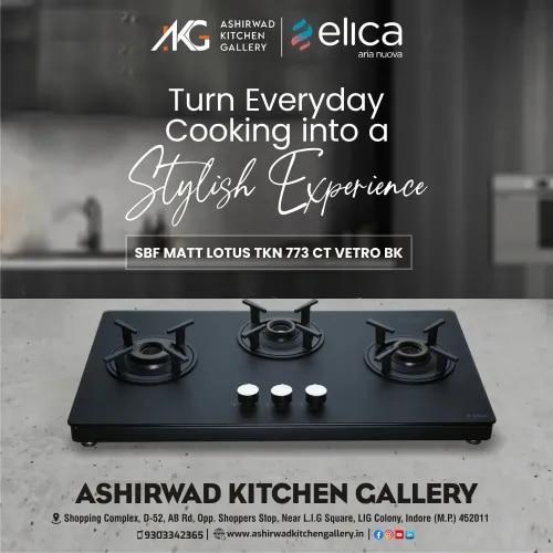 Looking for a reliable Cooktop Supplier in Indore for your modular or modern kitchen? Ashirwad Kitchen Gallery offers cooktop solutions designed for convenient everyday cooking, efficient kitchen planning, and a clean contemporary appearance.Cooktops are available in different sizes, burner configurations, materials, and designs, making it important to select the right option according to your cooking habits, family size, kitchen layout, and available counter space. Depending on the model, customers can explore options suitable for regular home cooking as well as premium modular kitchen setups.Ashirwad Kitchen Gallery helps customers choose suitable cooktops based on practical factors such as number of burners, spacing, surface material, ease of cleaning, installation requirements, safety features, and compatibility with the overall kitchen design.A properly selected cooktop can help create an organized cooking area while improving accessibility and day-to-day convenience. It can also be integrated effectively with chimneys, built-in appliances, cabinets, and other modular kitchen elements.As a Cooktop Supplier in Indore, Ashirwad Kitchen Gallery provides kitchen appliance solutions for homeowners planning a new kitchen or upgrading an existing one.If you are searching for a cooktop in Indore, connect with Ashirwad Kitchen Gallery to discuss available options, specifications, and suitable choices for your kitchen requirements.Upgrade your cooking space with a practical and stylish cooktop solution in Indore.