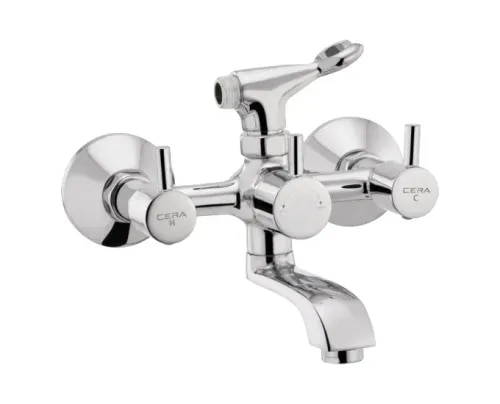 1. Design Range- Garnet series 2.Material- Premium-Grade Virgin Brass Core3.Functionality- 2-Way Wall Mixer with Telephonic Shower Arrangement4.Bend Pipe- No rigid upper L-bend pipe included5.Flow Rate- advanced, water-saving aerator nozzle6.Warranty- 15-year manufacturer warranty7.Connection Dimensions- 15mm (1/2