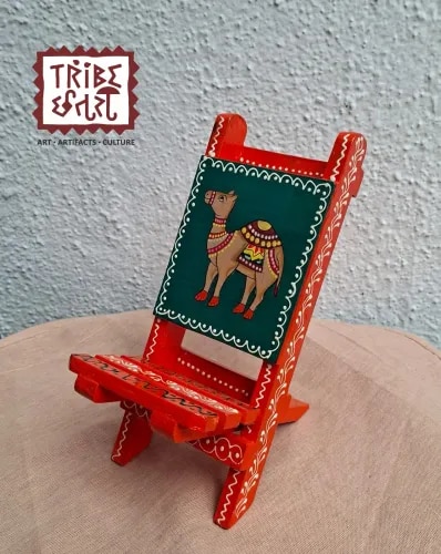 Wooden Hand-Painted Folding Mobile Stand Camel motif product image