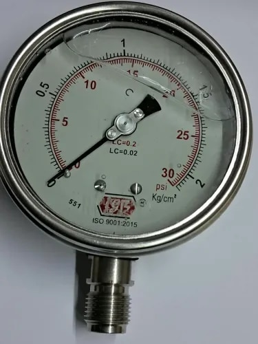 4'' DIAL0-30 PSI 1/2 BSP BOTTOM COMPLETE SS GLY FILLED product image