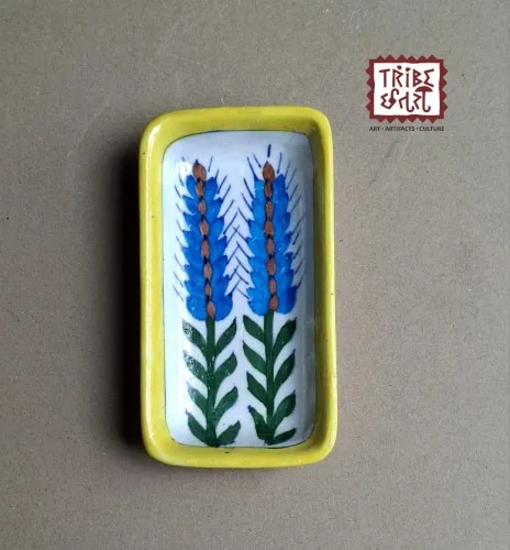 Bloom & Serve" — Hand-Painted Blue Pottery Serving Plate product image