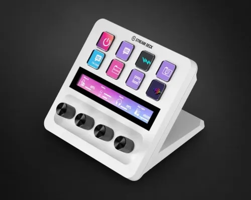 Stream Deck +All the feels for a fast, smooth, intuitive workflow.Iconic Stream Deck tech with customizable LCD keys, dials, and touch strip. Stream Deck + is your audio mixer, studio controller, production console – anything you want it to be.