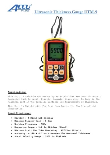 Ultrasonic Thickness Gauge UTM9 product image