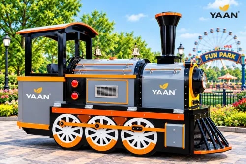 ELECTRIC TRACKLESS TRAIN MINI EXPRESS TOP SELLING PRODUCT AND OFFERS VERSATILITY OF OPERATIONS. MINI TRACKLESS TRAIN CAN WORK INDOORS AS WELL AS OUTDOORS.FOR THOSE WANTING A MORE ADAPTED TRAIN THEIR OUTDOOR OPERATIONS,WE OFFER WEATHERPROOFING OPTIONS.THIS MODEL IS VERY SUITABLE FOR OPERATIONS WHERE SPACE IS LIMITED,LIKE MALL, SCHOOL ,PARK , ZOO, WATER-PARK, RESORT,EVENT PARTY AND MANY OTHER APPLICATIONS.