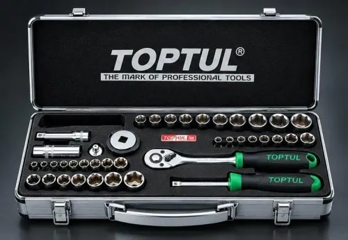 TOPTUL GCAD4004 40PCS 1/4“ & 3/8” DR. Socket Set (METRIC & SAE) product image