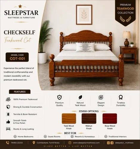 Checkself Teak Wood Cot product image