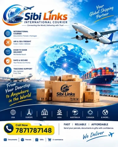 International Courier Service in CoimbatoreSIBI Links International Courier provides international courier services in Coimbatore for customers sending documents, parcels and eligible shipments to overseas destinations. We support personal and business courier requirements with convenient international shipping solutions based on destination and shipment type.Whether you are sending important documents to family members abroad or shipping an eligible business parcel internationally, SIBI Links helps customers manage their overseas courier requirements from Coimbatore.
