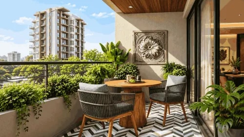Tropical greenery with multiple planters balcony design | Tambaram product image