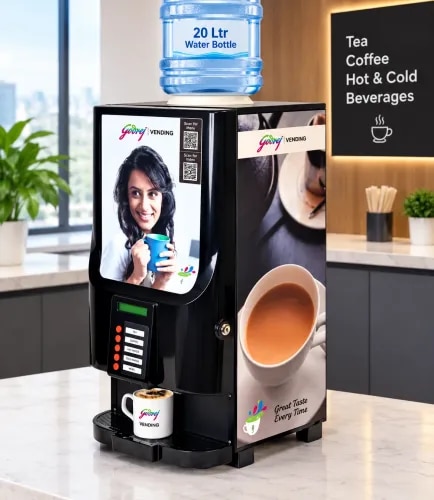 GODREJ VENDING Ecostar Coffee & Tea Machine – 2 Canister Tabletop Automatic Premix Brewer for Instant Hot Beverages at Home & Office product image