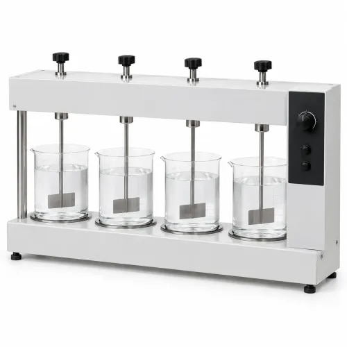 Jar Test Apparatus for floc formation testing in water treatment, STP, WTP and environmental laboratories. Designed for uniform stirring of multiple samples, with adjustable stirring paddles, variable speed operation, motorized drive and beaker spacing suitable for water treatment tests.