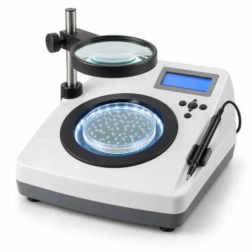 Digital Colony Counter for microbiology, biotech, research and quality control laboratories. Useful for counting colonies on culture plates, with model options including 3 digit, 4 digit and 6 digit digital display ranges depending on requirement.