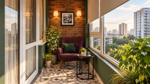 Classic Contemporary Enclosed Balcony Reading Lounge | OMR product image