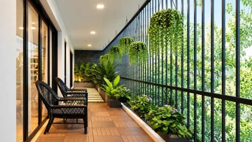 Lush Vertical Garden Balcony Design Green Balcony with Wooden Deck | T Nagar product image