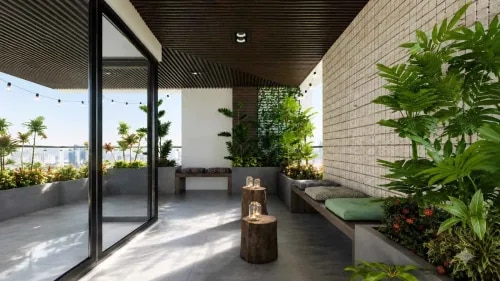 Terrace with Louvered Ceiling and Seating Design | ECR product image