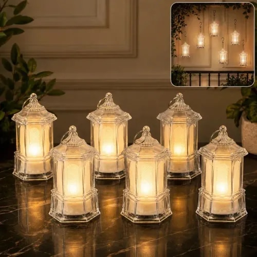 LED Hanging Lantern Decorative Flameless Candle Set Safe Warm Glow (14856) product image