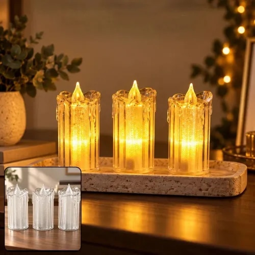 Decorative Flameless LED Candles with Warm Glow for Home and Events (3 Pc Set) (24877) product image