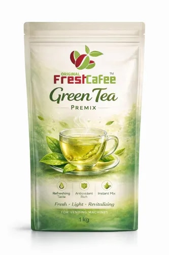 ## FreshCafee Green Tea Premix
### Product Overview
Enjoy a refreshing and soothing tea experience with **FreshCafee Green Tea Premix**, specially formulated for convenient and consistent preparation. With its distinctive green tea character and refreshing flavour profile, it offers a simple way to enjoy a satisfying cup of green tea anytime.
Ideal for modern workplaces and commercial beverage applications, FreshCafee Green Tea Premix is designed for quick preparation and reliable taste. It is well suited for offices, institutions, canteens and tea vending machines.
### Key Features
* Refreshing green tea flavour
* Convenient instant preparation
* Consistent taste and quality
* Light and refreshing beverage experience
* Quick and easy to prepare
* Suitable for tea vending machines and dispensers
* Ideal for commercial and institutional use
* Easy storage and handling
### Preparation
Simply add the recommended quantity of **FreshCafee Green Tea Premix** to hot water, mix well and serve. Enjoy a refreshing cup of green tea in seconds.
### Ideal For
**Offices | Hospitals | Educational Institutions | Factories | Canteens | Vending Machines | Homes**
### Why FreshCafee Green Tea Premix?
FreshCafee Green Tea Premix provides businesses with a practical beverage solution that combines convenience, speed and consistent preparation. It is particularly suitable for high-volume environments where beverages need to be prepared quickly while maintaining a reliable taste experience.
**FreshCafee Green Tea Premix – Refreshing. Convenient. Consistent. Ready in Seconds.**