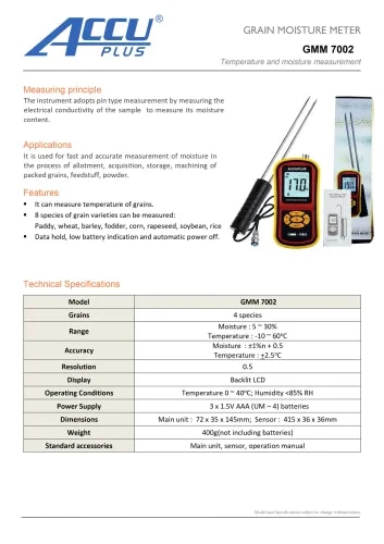 Grain Moisture Meter GMM7002 product image