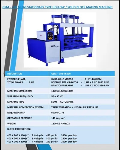 Semi Automatic Hollow Block Making Machines