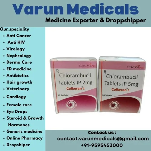 Celkeran (containing active ingredient Chlorambucil in 2mg and 5mg strengths) is a prescription alkylating anti-cancer medication manufactured by Celon Laboratories used primarily to treat blood and lymphatic system cancers