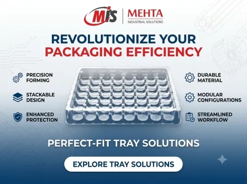PET Tray Manufacturer in Vadodara, Gujarat – Mehta Industrial SolutionsMehta Industrial Solutions is a trusted PET Tray Manufacturer in Vadodara, Gujarat, offering durable and application-focused PET trays for packaging, storage, presentation, and industrial requirements. Manufactured using quality PET material, these trays are designed to provide a practical combination of strength, lightweight construction, dimensional stability, and attractive appearance.Our PET Trays are suitable for a wide range of packaging applications where product protection, organized placement, and clear presentation are important. Their rigid structure helps keep products securely positioned while making handling, transportation, and display more convenient.Key Features of PET Tray- Manufactured from quality PET material- Lightweight yet rigid construction- Excellent dimensional stability- Smooth and clean surface finish- Suitable for organized product packaging- Easy to handle, stack, and store- Available in application-specific designs and sizes- Suitable for various industrial and commercial packaging needsApplications of PET TrayPET trays can be used for product packaging, component packaging, food and non-food packaging, industrial parts, electronic components, retail products, and organized storage applications. Depending on the product requirement, trays can be developed in suitable shapes, dimensions, and configurations.Why Choose Mehta Industrial Solutions?As a PET Tray Manufacturer and Supplier in Vadodara, Gujarat, Mehta Industrial Solutions focuses on providing practical packaging solutions tailored to customer requirements. Our emphasis on material quality, consistent manufacturing, functional design, and reliable service makes us a suitable choice for businesses looking for PET tray solutions in Vadodara and across Gujarat.