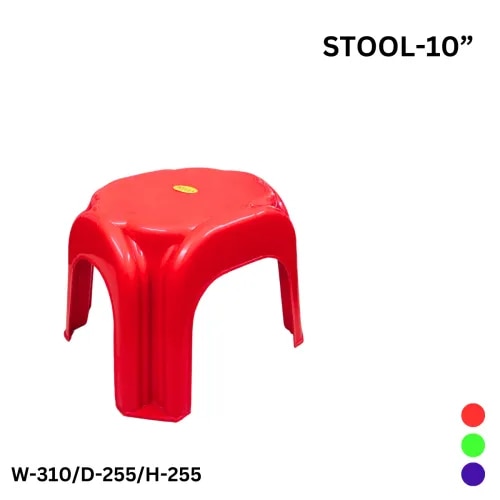 WERSA 10 Inch Heavy Duty Plastic Stool – Red, Green & Purple product image