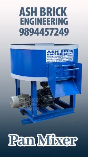 Pan Mixer Machine Manufacturer in Coimbatore – Ashbrick EngineeringHigh-Quality Pan Mixer Machine for Brick ManufacturingAshbrick Engineering is a manufacturer of pan mixer machines in Coimbatore, Tamil Nadu, providing mixing equipment for fly ash brick manufacturing, hollow block production, and construction material processing. Our pan mixer machines are designed to mix raw materials uniformly, helping improve the consistency of mixtures used in brick and block production.A pan mixer machine is an essential piece of equipment in brick manufacturing plants, where materials such as fly ash, cement, sand, stone dust, and other suitable aggregates need to be mixed thoroughly before moulding or pressing.Key Features of Our Pan Mixer MachineHeavy-duty construction for industrial applicationsDesigned for uniform mixing of suitable raw materialsSuitable for fly ash brick and hollow block manufacturing unitsRobust mixing mechanism for regular production operationsDesigned for easy operation and routine maintenanceAvailable in different configurations according to production requirementsSuitable for integration into brick and block production setups, depending on the modelApplications of Pan Mixer MachinesOur pan mixer machines are suitable for various construction material manufacturing applications, including:Fly ash brick manufacturingHollow concrete block productionCement-based building material preparationConcrete product manufacturingMixing sand, cement, fly ash, stone dust, and other compatible materialsBenefits of Using a Pan Mixer MachineA suitable pan mixer machine helps manufacturers achieve a more consistent raw material mixture before the brick or block moulding process. Proper mixing can support product uniformity, improve workflow, and reduce manual mixing requirements.Selecting the right mixer capacity and configuration helps businesses match their mixing process with their required production output.Why Choose Ashbrick Engineering?Ashbrick Engineering provides machinery solutions for brick and block manufacturing businesses. Our product range includes pan mixer machines, fly ash brick making machines, hollow block making machines, and related production equipment.We help customers identify suitable machinery based on their production needs, material requirements, plant layout, and budget.Buy Pan Mixer Machine in CoimbatoreLooking for a pan mixer machine manufacturer in Coimbatore? Contact Ashbrick Engineering to enquire about available models, mixing capacity, motor specifications, pricing, and installation requirements.
