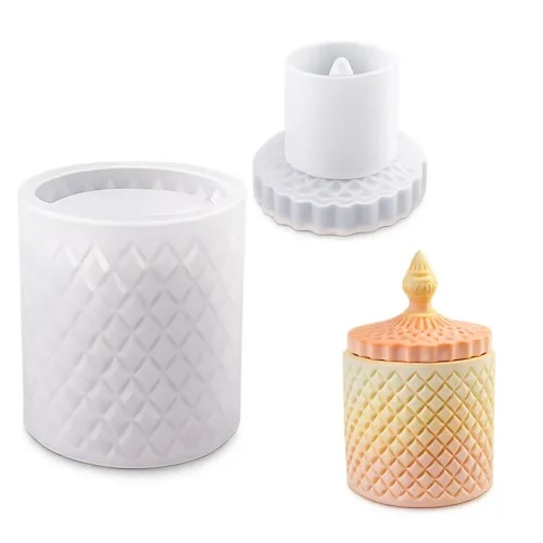 Silicone Mould Candle Pot With Cap Big JSMN43 product image