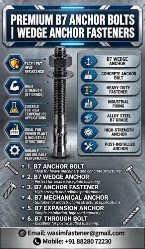 B7 Anchor Bolts Manufacturer & Supplier in India | Wasim Fastener product image