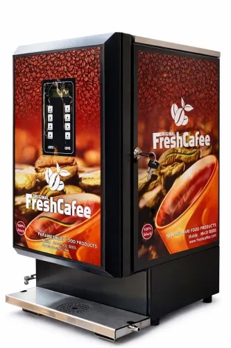 # Four-Lane Beverage Vending Machine### Smart Beverage Solutions by Original Fresh CafeeMake everyday beverage service more convenient with the Original Fresh Cafee Four-Lane Beverage Vending Machine. Designed for commercial and institutional environments, this machine offers a practical solution for preparing and dispensing multiple beverage options from one convenient unit.Its four-lane configuration allows businesses to offer a selection of compatible premix beverages, such as tea and coffee, depending on the installed configuration. It is suitable for workplaces and establishments that value convenience, efficient beverage service, and an organized refreshment experience.### Why Choose Original Fresh Cafee?- **Multiple Beverage Options:** Four-lane configuration for a selection of compatible beverages.- **Convenient Operation:** Supports streamlined preparation and dispensing of premix beverages.- **Versatile Applications:** Suitable for offices, factories, colleges, hospitals, hotels, and cafeterias.- **Premix Compatibility:** Designed for use with compatible beverage premixes.- **Commercial Convenience:** A practical beverage service solution for employee pantries and customer refreshment areas.### Ideal forCorporate offices, industrial facilities, educational institutions, healthcare facilities, hospitality businesses, and commercial refreshment areas.Choose Original Fresh Cafee for convenient tea and coffee vending solutions that support modern workplace beverage needs.**Original Fresh Cafee – Freshness in Every Sip.**