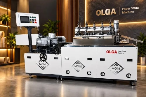 Paper Straw Machine
This machine is the most suitable and perfect alternate to the PP/PE plastic straws machines. These Paper straws are environment friendly as they are formed with bio degradable and food grade paper. This machine can make paper straws from 50 meters of paper in a minute.
Products Introduction
OLGA high speed paper straw making machine performs a chain of functions including raw material feeding, gluing, winding and cutting at one time. This Machine is suitable for producing different sizes of paper straws ranging from 5mm to 12mm. Paper Straws are an eco-friendly option for industry and one can add an automatic packaging unit with this machine (it’s completely optional). And these straws can be packed individually as well as in groups, i.e. as a bundle.