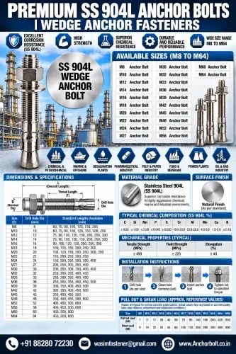 SS 904L Anchor Bolts

SS 904L Wedge Anchors

SS 904L Concrete Anchor Bolts

SS 904L Mechanical Anchors

SS 904L Expansion Anchors

SS 904L Through Bolts product image