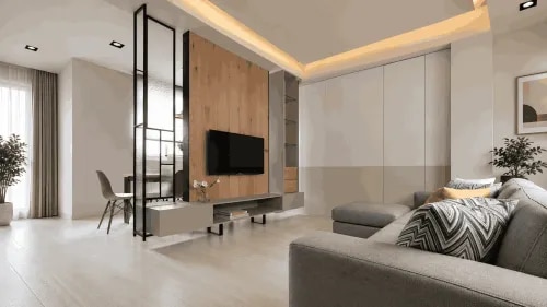 Unit with Black Metal Glass Partition and Wooden Accent Wall | Kanchipuram  product image