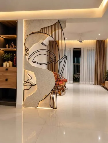 Artistic Face Design Partition with Warm LED Lighting | Anna Nagar product image