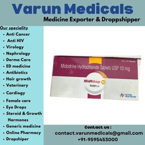 Midohep 10 Tablet is used in adults to relieve low blood pressure, which may occur due to a sudden change in posture from lying to sitting or standing up (orthostatic hypotension), during an operation, or after an injury. This medicine helps bring the blood pressure within the normal range. It therefore prevents any sudden fall or even serious complications that might have otherwise followed due to low blood pressure.